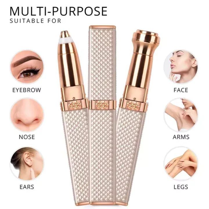 Updated Design 2-in-1 Flawless Eyebrow Trimmer | USB Rechargeable 2in1 Flawless Trimmer With Wire & Cleaning Brush | Eyebrow & Upper Lips Trimmer (Rechargeable)
